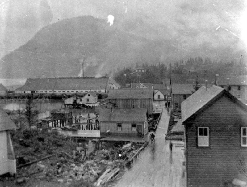 The village of Port Essington with the British American Cannery in the background