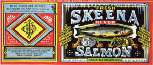 Can label for "Fresh Skeena River salmon packed at Inverness Cannery, Skeena River, British Columbia."