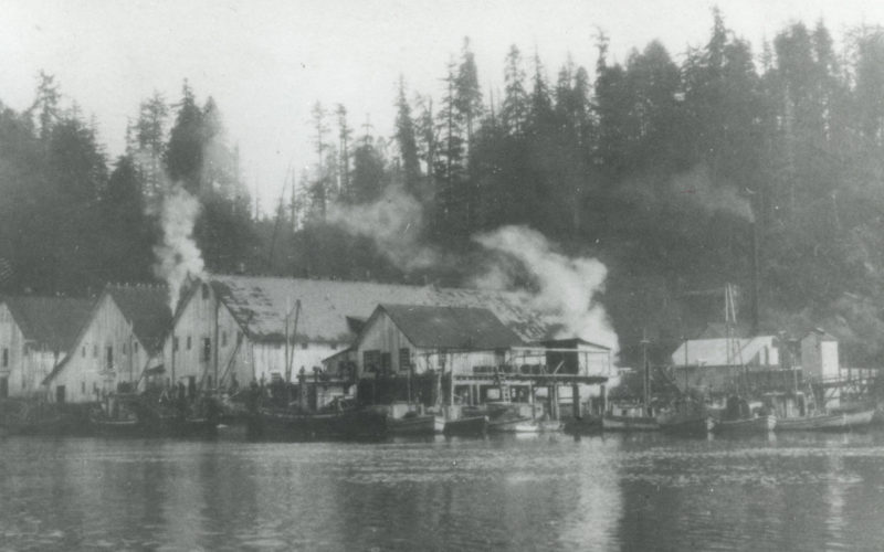 Vapeur s'échappant des bâtiments de la conserverie Nitinat.