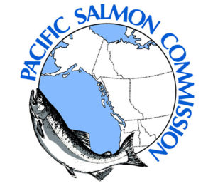 Pacific Salmon Commission logo featuring a salmon and the coastline of North America
